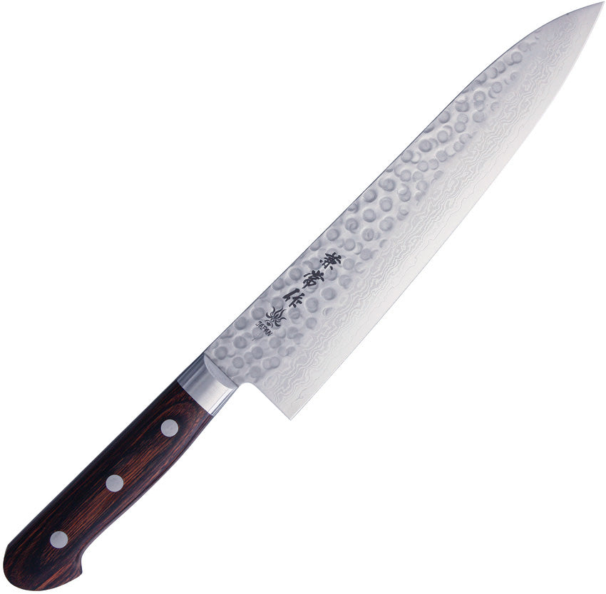 Kanetsune Classic Gyutou Large 8.26" VG-10/Damascus San-Mai Mahogany Kitchen Knife - Made in Japan KC-902