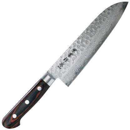 Kanetsune Classic Santoku 7.28" VG-10/Damascus San-Mai Mahogany Kitchen Knife - Made in Japan KC-903