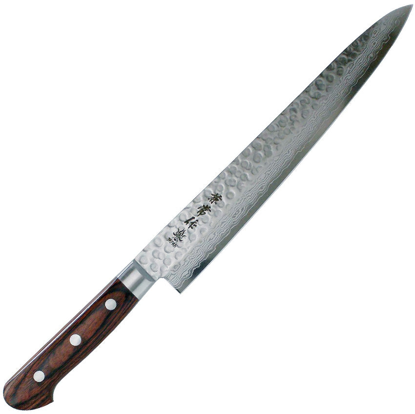 Kanetsune Classic Sujihiki 9.44" VG-10/Damascus San-Mai Mahogany Kitchen Knife - Made in Japan KC-906
