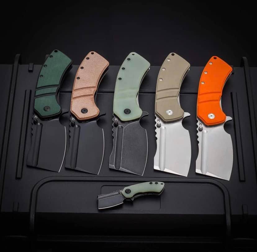 Kansept Mini Korvid 1.5" 154CM Orange G10 Folding Cleaver Knife by Koch Tools T3030A6
