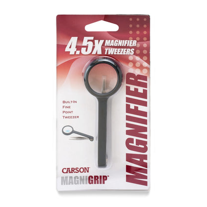 Carson MagniGrip 4.5x Power 1.2” Magnifier with Precision Tweezers MG-55