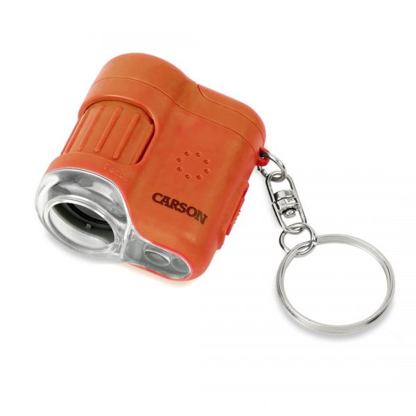 Carson MicroMini 20x Pocket Microscope with LED Flashlight and UV Light - Orange MM-280O