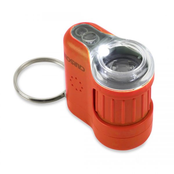 Carson MicroMini 20x Pocket Microscope with LED Flashlight and UV Light - Orange MM-280O