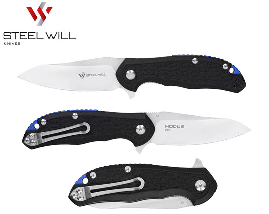 Steel Will Modus F25-11 3.27" D2 Black FRN Flipper Folding Knife