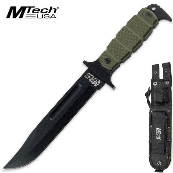 Mtech Xtreme Tactical Knife G10 OD Green Handle with MOLLE Sheath MX-8079GN