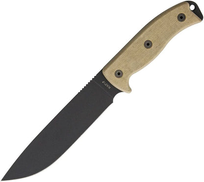 Ontario Knife Company RAT 7 Tan Canvas Micarta Fixed Blade Knife MOLLE Sheath by Jeff Randall 8668