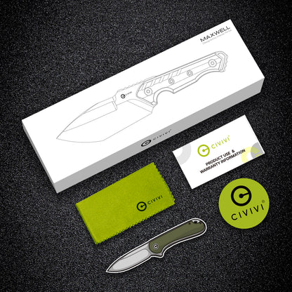 Civivi Maxwell 4.74" D2 Stonewashed OD Green G10 Fixed Blade Knife by Maciej Torbe C21040-2