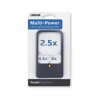 Carson Multi-Power LED Lighted Pocket Magnifier 2.5x, 4.5x and 6x PM-33