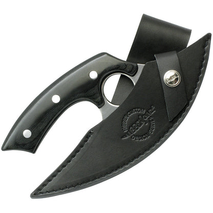 Gil Hibben Legacy Ulu 6.5" Mirror Polished Knife Pakkawood Handle and Leather Sheath GH5074
