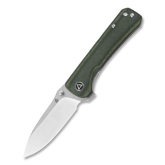 QSP Hawk 3.23" Sandvik 14C28N Green Linen Micarta Folding Knife QS131-H