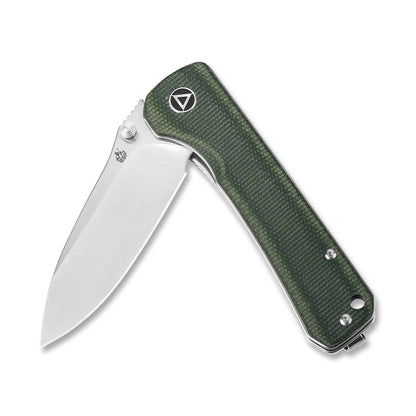 QSP Hawk 3.23" Sandvik 14C28N Green Linen Micarta Folding Knife QS131-H