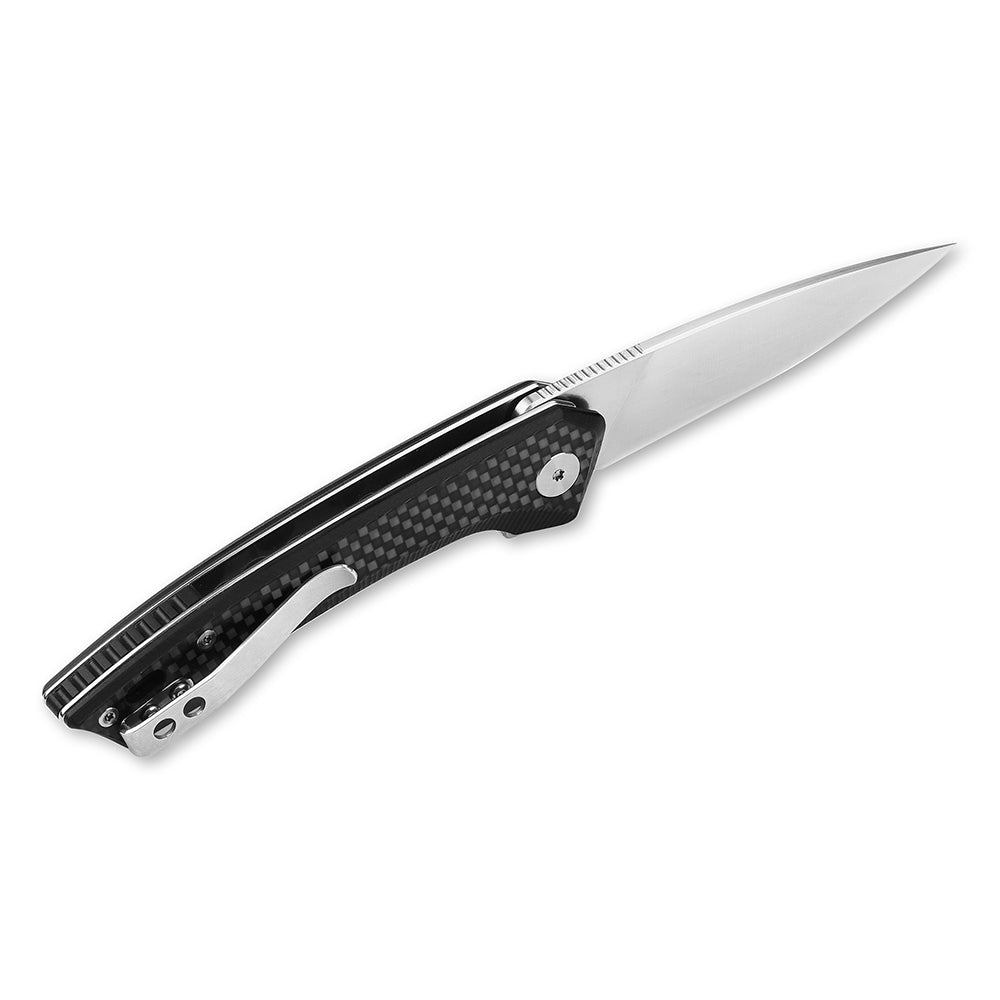 QSP Leopard 3" Sandvik 14C28N Carbon Fiber G10 Folding Knife QS135-A