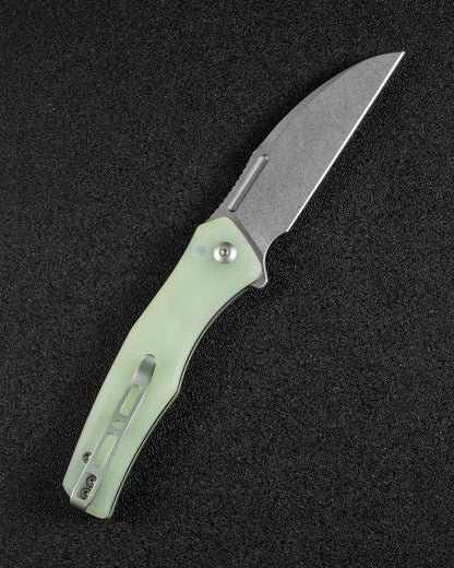 Sencut Watauga 3.48" Stonewashed D2 Natural G10 Button Lock Folding Knife S21011-3