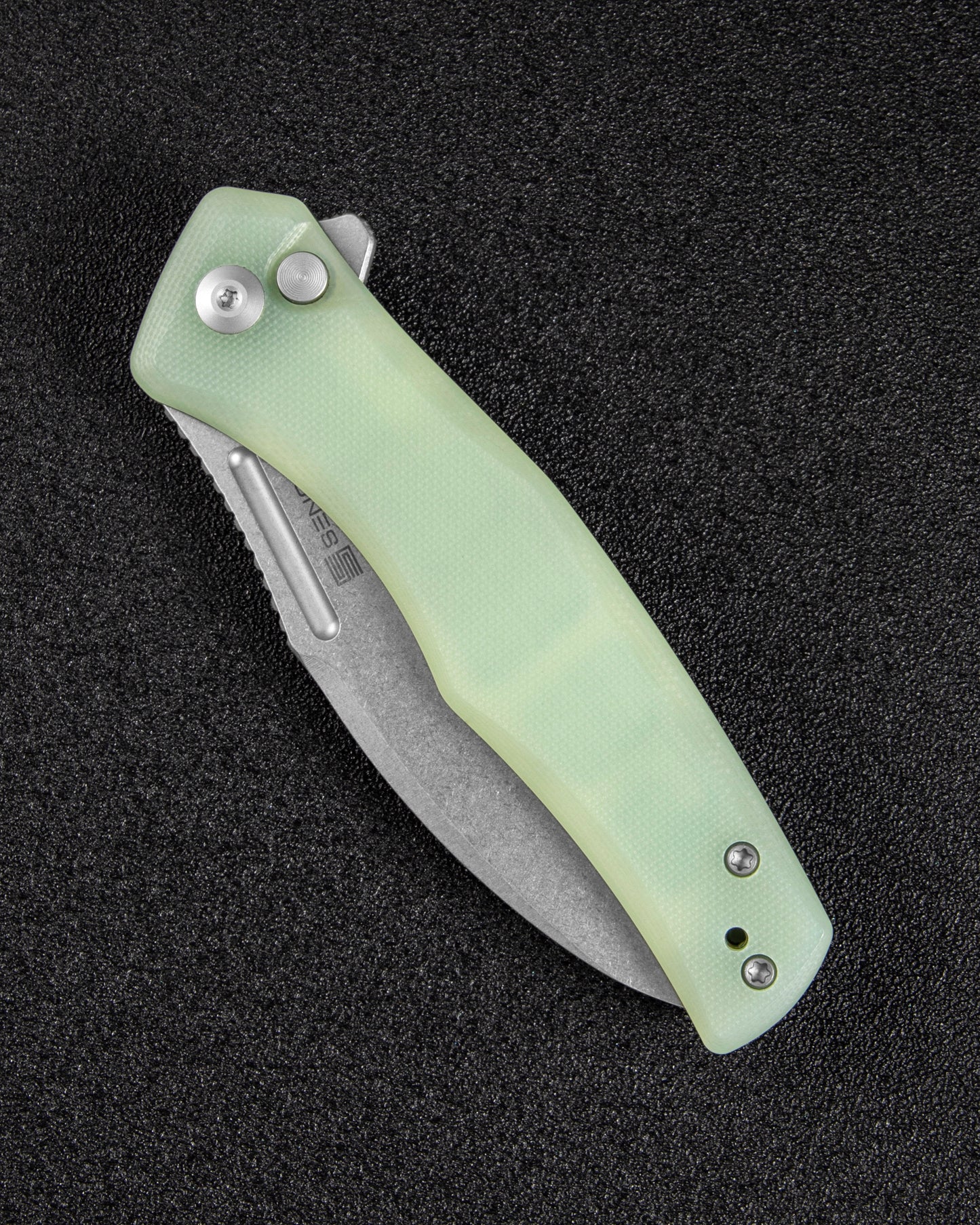 Sencut Watauga 3.48" Stonewashed D2 Natural G10 Button Lock Folding Knife S21011-3