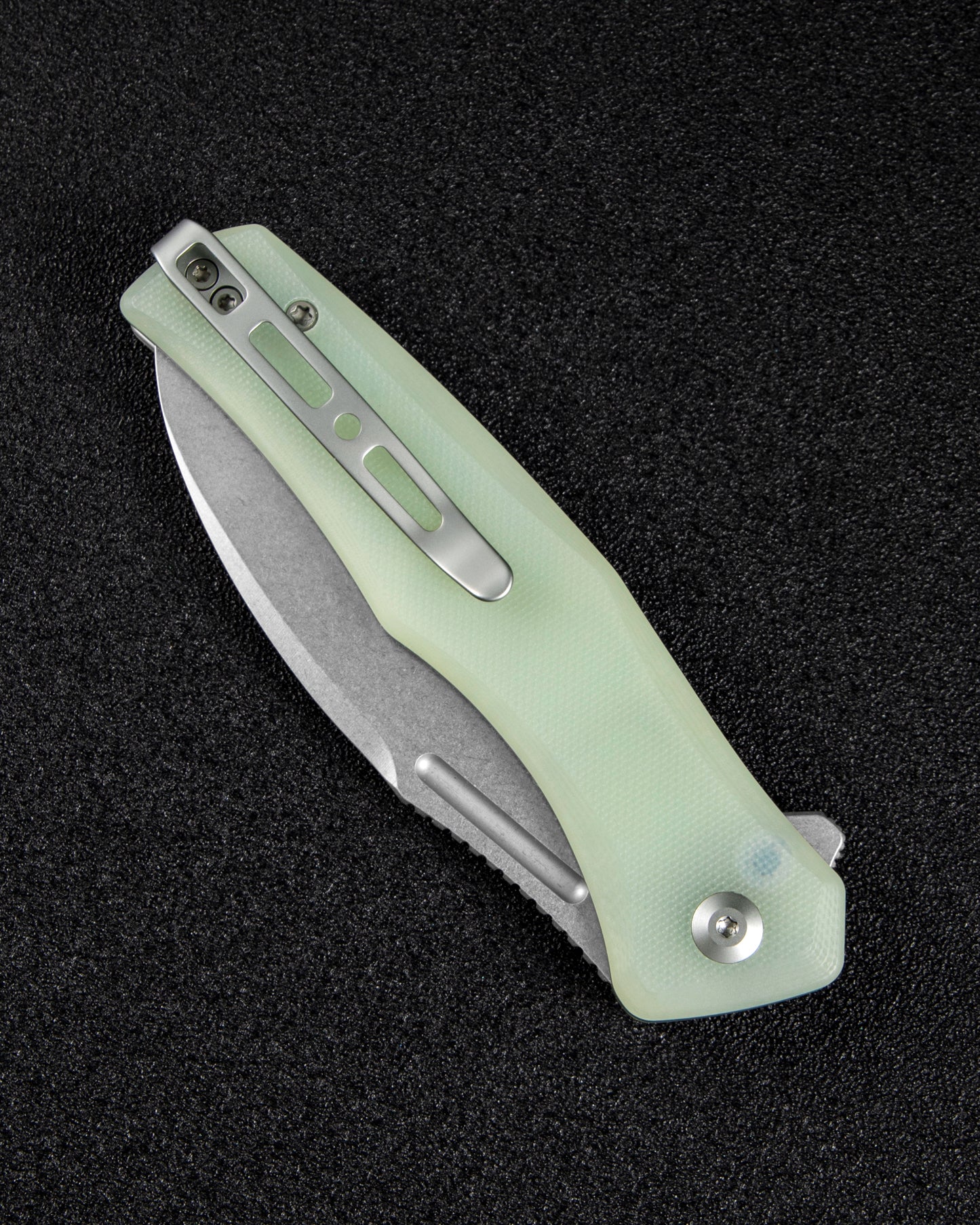 Sencut Watauga 3.48" Stonewashed D2 Natural G10 Button Lock Folding Knife S21011-3