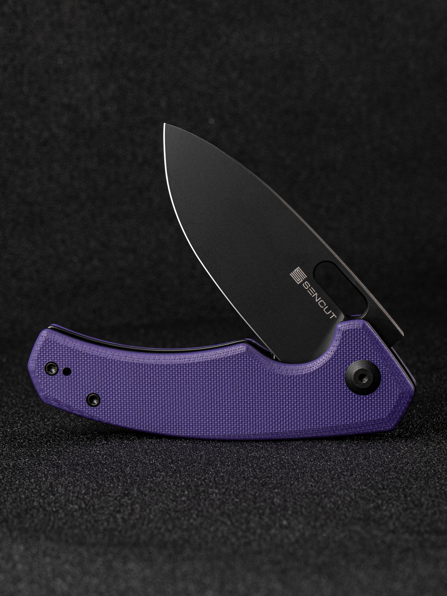 Sencut Acumen 2.98" 9Cr18MoV Black Stonewashed Purple G10 Folding Knife SA06D