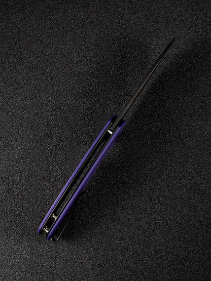 Sencut Acumen 2.98" 9Cr18MoV Black Stonewashed Purple G10 Folding Knife SA06D