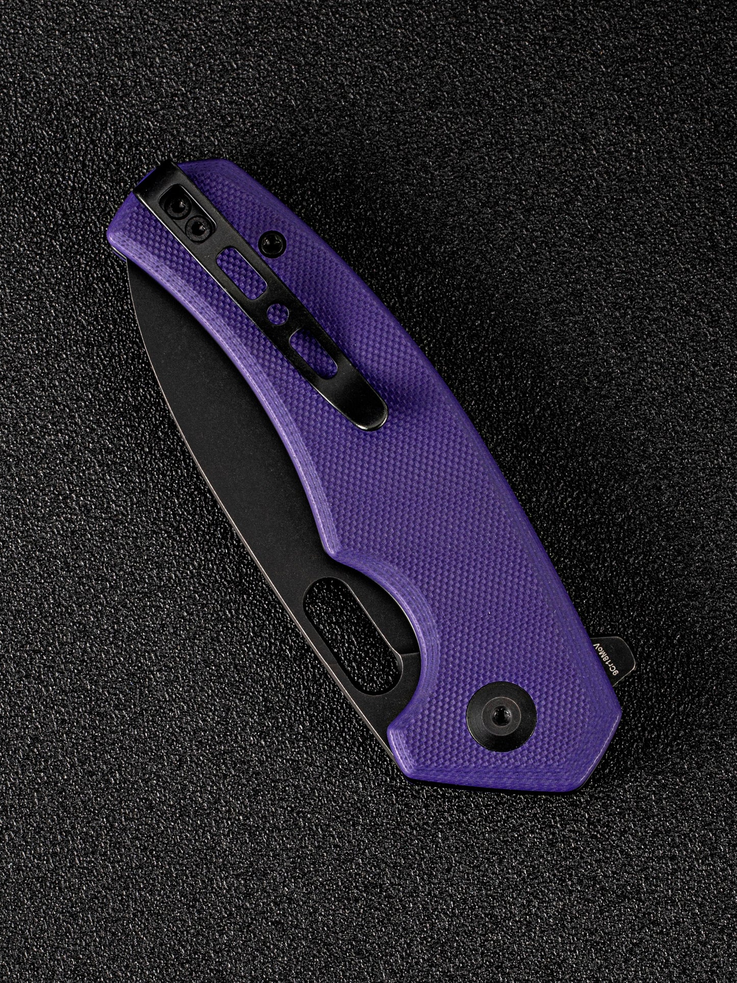 Sencut Acumen 2.98" 9Cr18MoV Black Stonewashed Purple G10 Folding Knife SA06D