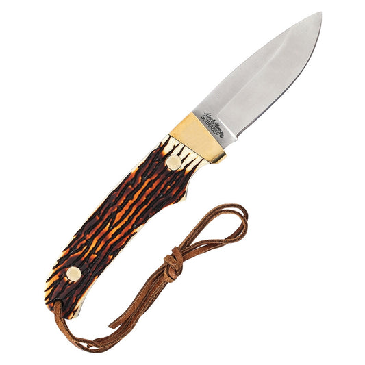 Schrade Uncle Henry Pro Hunter Mini 2.8" Staglon Fixed Blade Knife with Leather Sheath PH2N