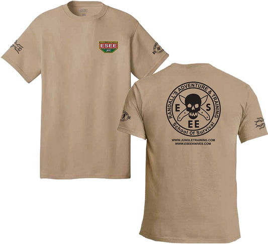 ESEE Brown T-Shirt with Camp-Lore and Izula Logos - Small
