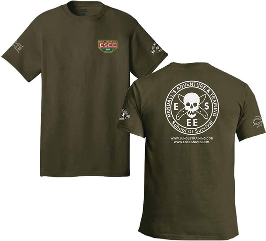 ESEE Fatigue Green T-Shirt with Camp-Lore and Izula Logos - Medium