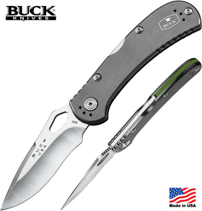 Buck 722 Spitfire 3.25" 420HC Folding Knife with Gray Aluminum Handle