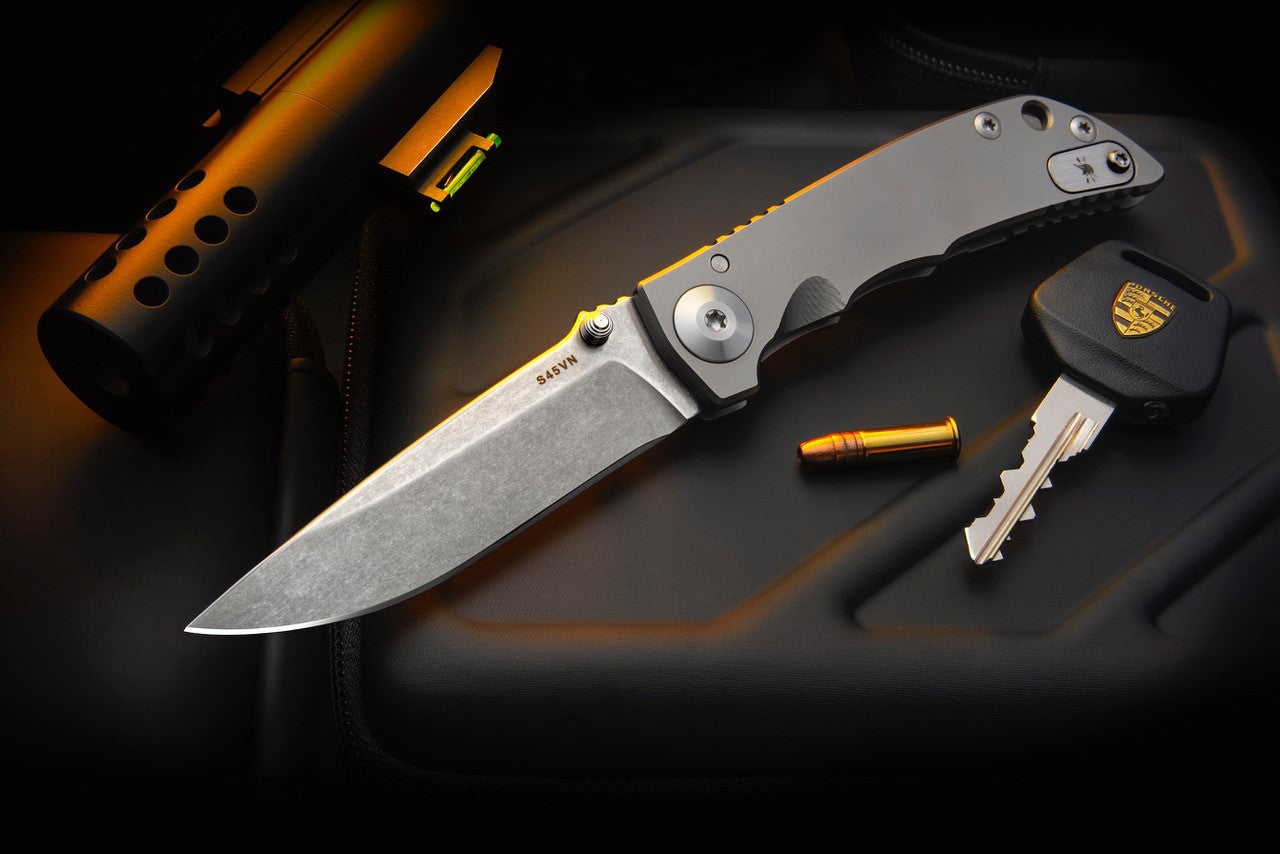 Spartan Blades SHF 3.25 Spartan Harsey Folder 3.25" CPM S45VN Stonewashed Titanium Folding Knife