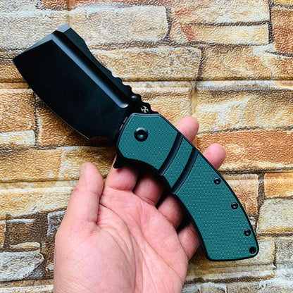 Kansept XL Korvid 3.55" 154CM OD Green G10 Folding Cleaver Knife by Koch Tools T1030A1