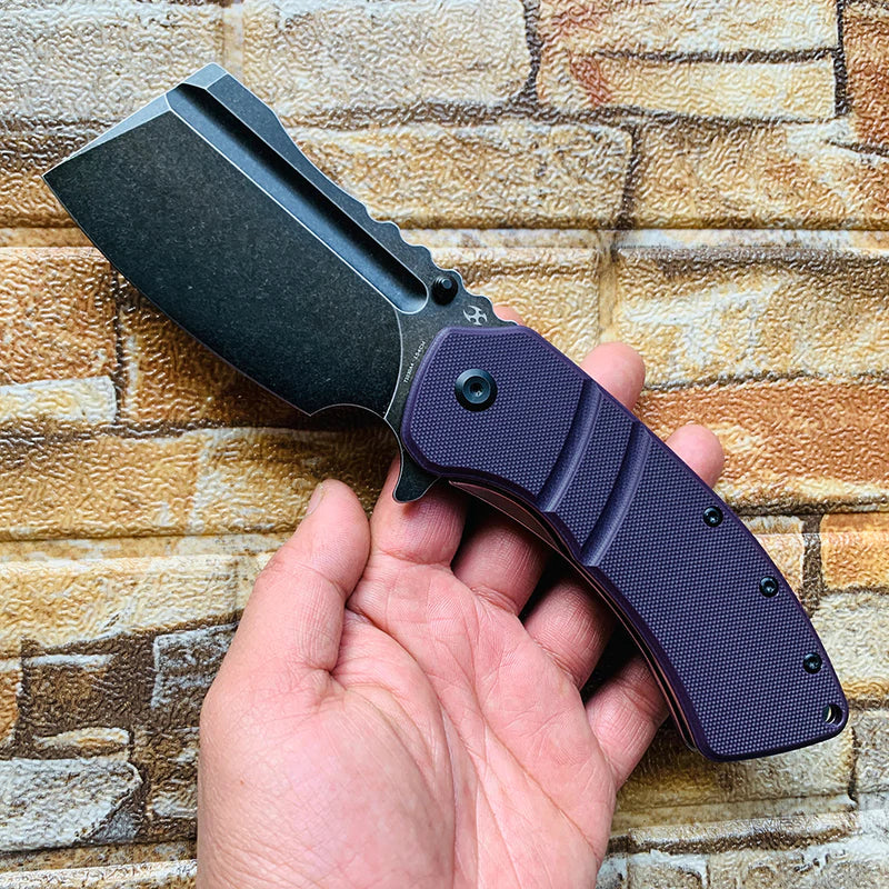 Kansept XL Korvid 3.55" 154CM Purple G10 Folding Cleaver Knife by Koch Tools T1030A4