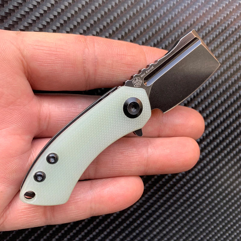 Kansept Mini Korvid 1.5" 154CM Jade G10 Folding Cleaver Knife by Koch Tools T3030A4