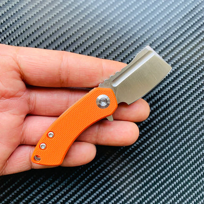 Kansept Mini Korvid 1.5" 154CM Orange G10 Folding Cleaver Knife by Koch Tools T3030A6