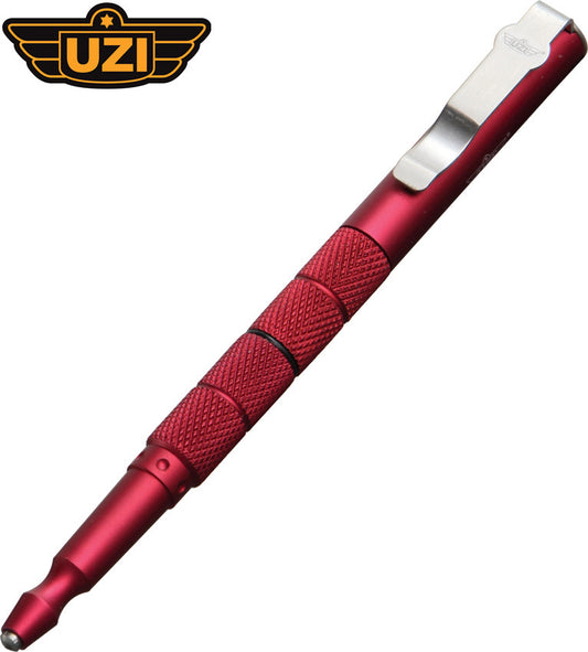 Uzi 6.25" Red Aluminium Tactical Pen with Glass Breaker TACPEN5-RD