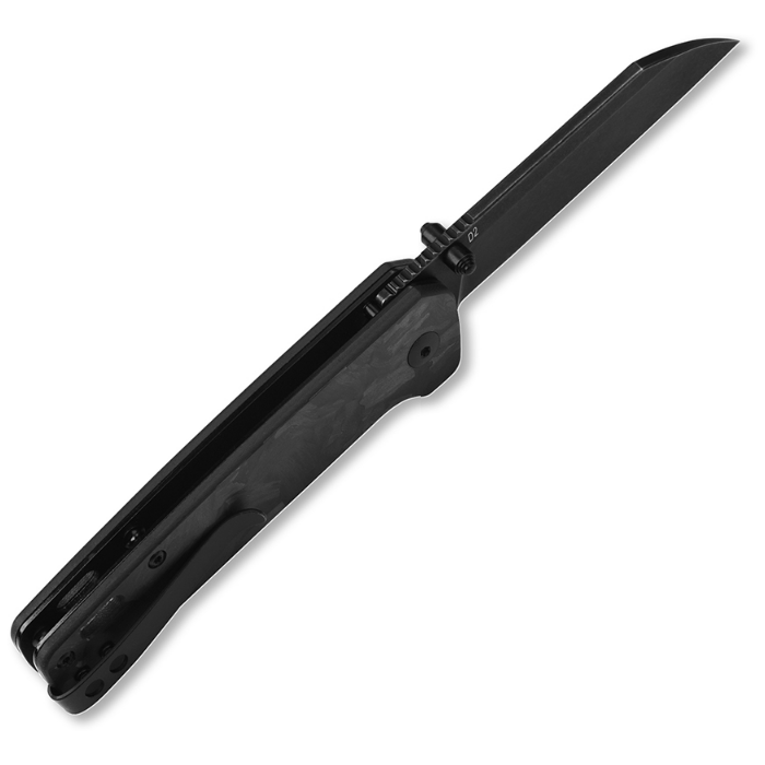 QSP Penguin 3.1" Black Stonewashed D2 Shredded Carbon Fiber G10 Folding Knife QS130-U