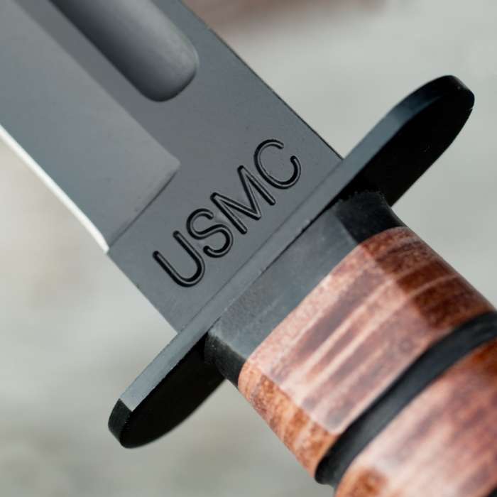 United USMC 7" Combat Fixed Blade Knife with Leather Sheath UC3092