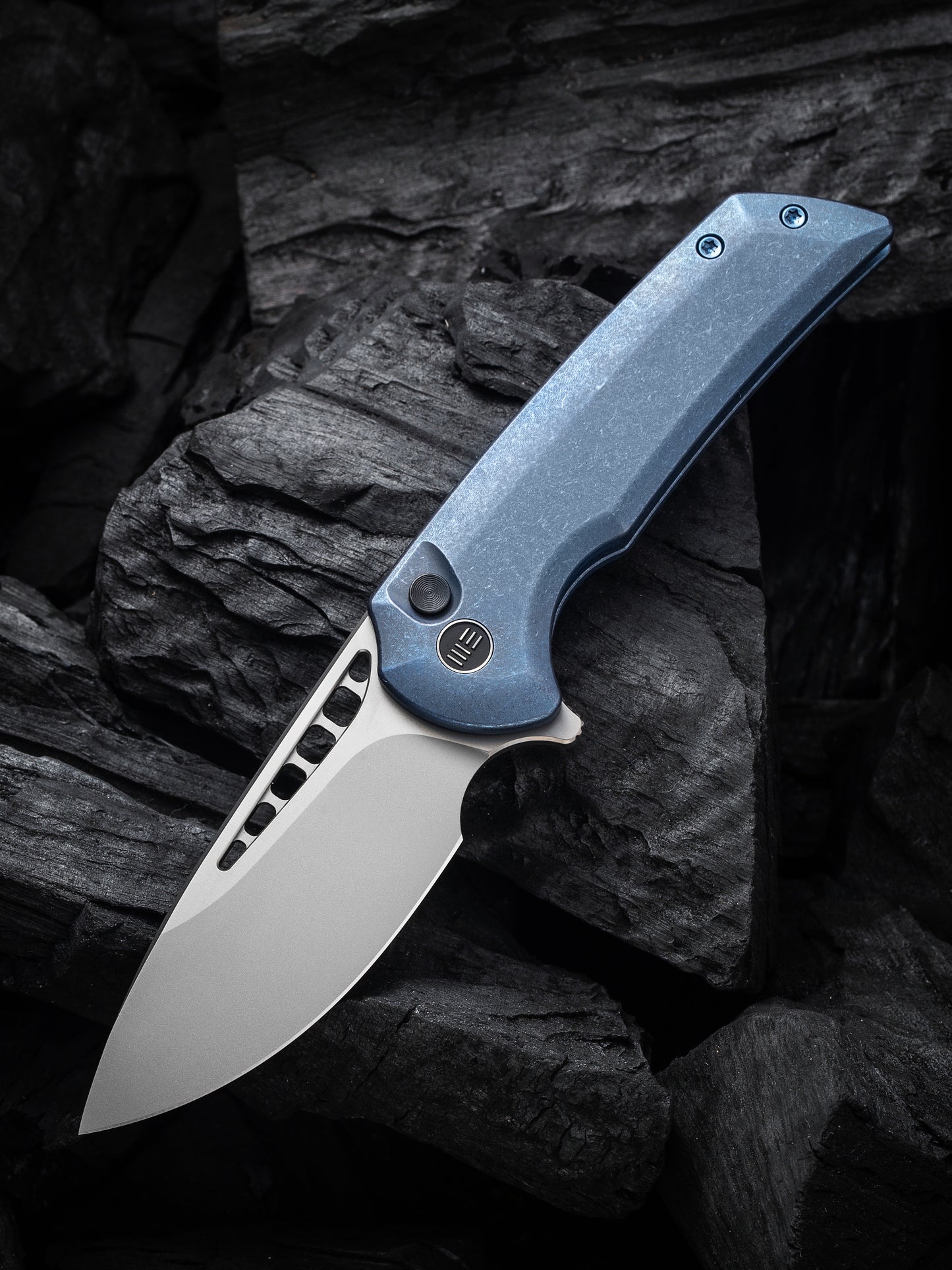WE Mini Malice 2.98" Bead Blasted CPM 20CV Blue Titanium Folding Knife by Ferrum Forge WE054BL-3