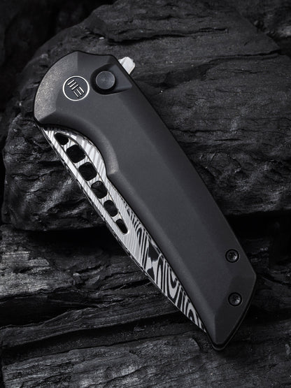 WE Mini Malice 2.98" Heimskringla Damasteel Titanium Folding Knife by Ferrum Forge WE054BL-DS1