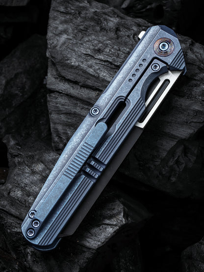 WE Reiver Limited Edition 3.97" CPM S35VN Blue/Black Titanium Folding Knife WE16020-4