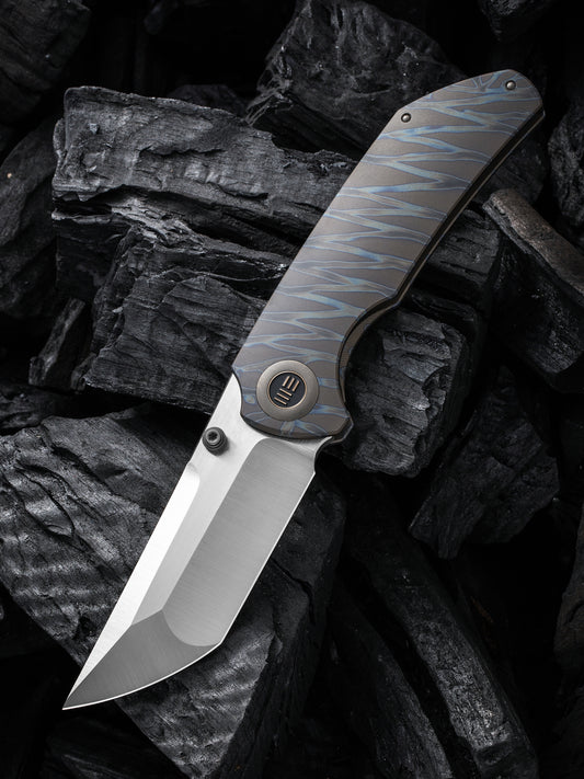 WE Thug XL 3.35" CPM 20CV Tiger Stripe Flamed Titanium Folding Knife by Matthew Christensen WE20028D-2