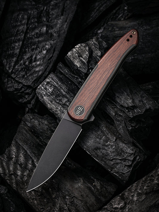 WE Knife Smooth Sentinel 2.97" CPM 20CV Guibourtia Wood Titanium Folding Knife WE20043-3