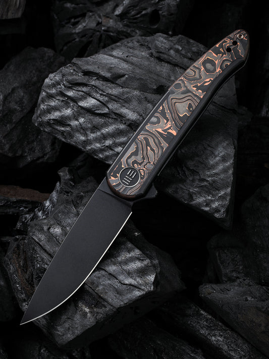 WE Smooth Sentinel 2.97" CPM 20CV Black Copper Foil Carbon Fiber Titanium Folding Knife WE20043-6