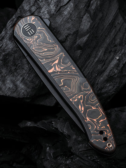 WE Smooth Sentinel 2.97" CPM 20CV Black Copper Foil Carbon Fiber Titanium Folding Knife WE20043-6