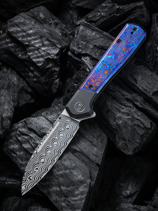 WE Soothsayer 3.48" Hakkapella Damasteel Titanium Timascus Folding Knife WE20050-DS1