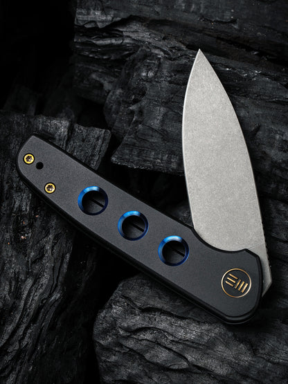 WE Shakan Limited Edition 2.97" CPM 20CV Black/Blue Titanium Folding Knife WE20052B-1