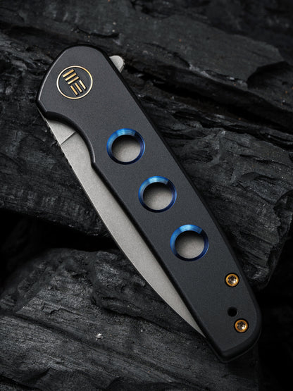 WE Shakan Limited Edition 2.97" CPM 20CV Black/Blue Titanium Folding Knife WE20052B-1
