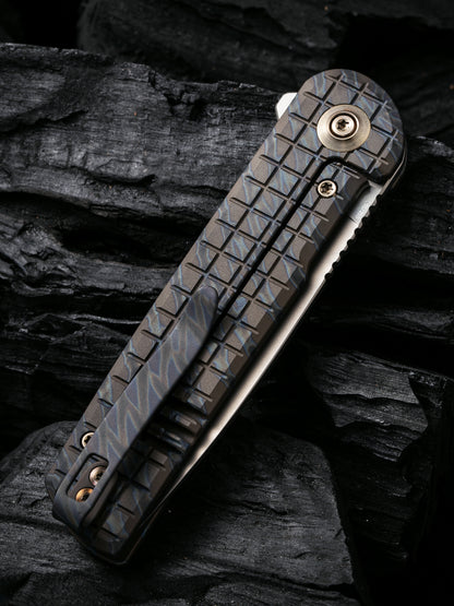 WE Charith Limited Edition 2.98" CPM 20CV Tiger Stripe Flamed Titanium Folding Knife WE20056B-2