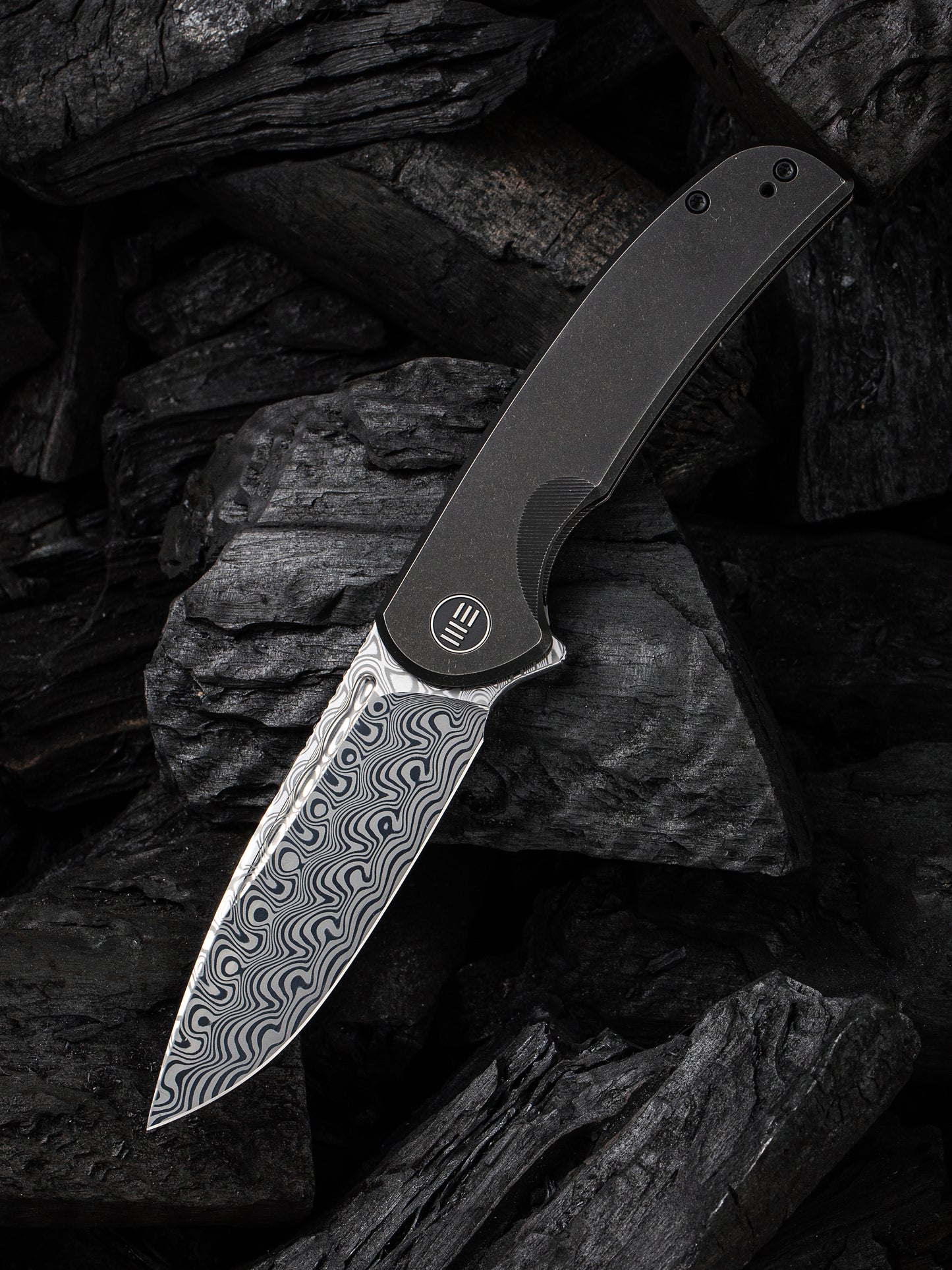 WE Knife Beacon 3.48" Damasteel Hakkapella Damascus Titanium Folding Knife WE20061B-DS1