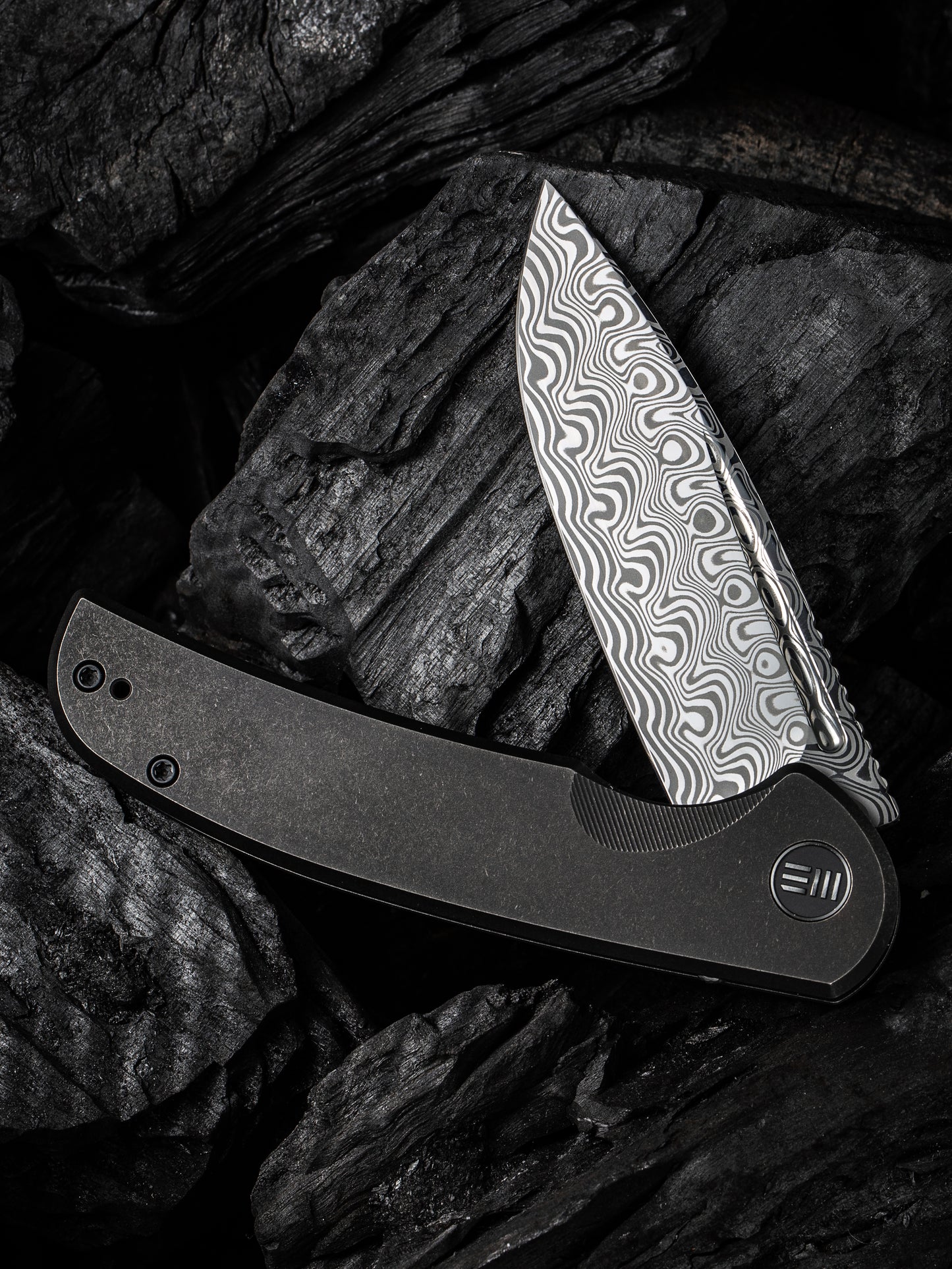 WE Knife Beacon 3.48" Damasteel Hakkapella Damascus Titanium Folding Knife WE20061B-DS1