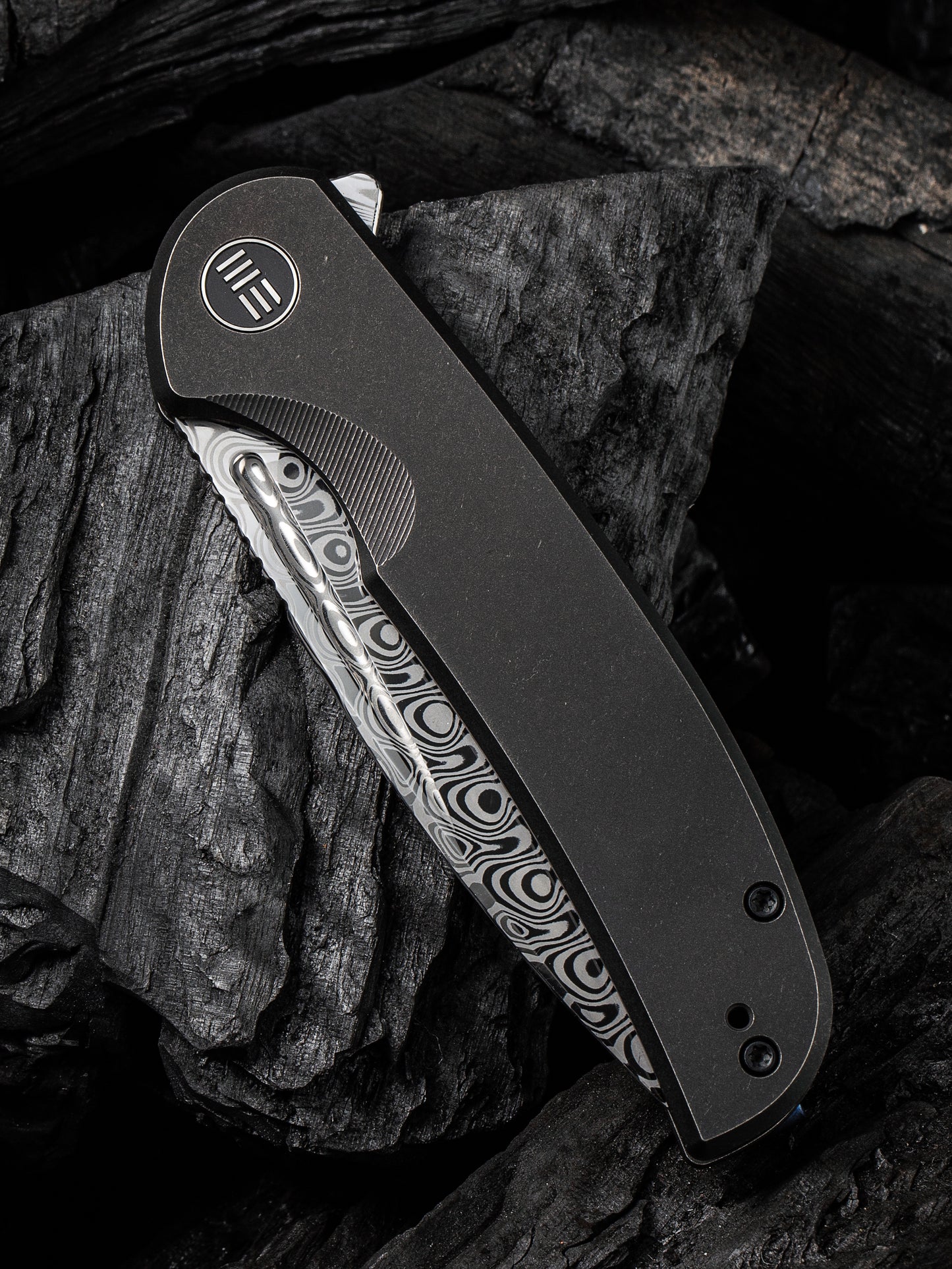 WE Knife Beacon 3.48" Damasteel Hakkapella Damascus Titanium Folding Knife WE20061B-DS1