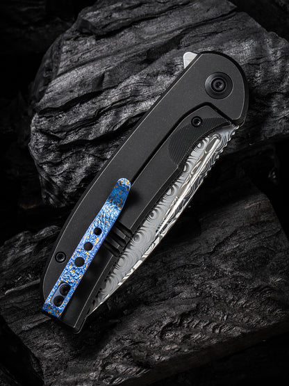 WE Knife Beacon 3.48" Damasteel Hakkapella Damascus Titanium Folding Knife WE20061B-DS1