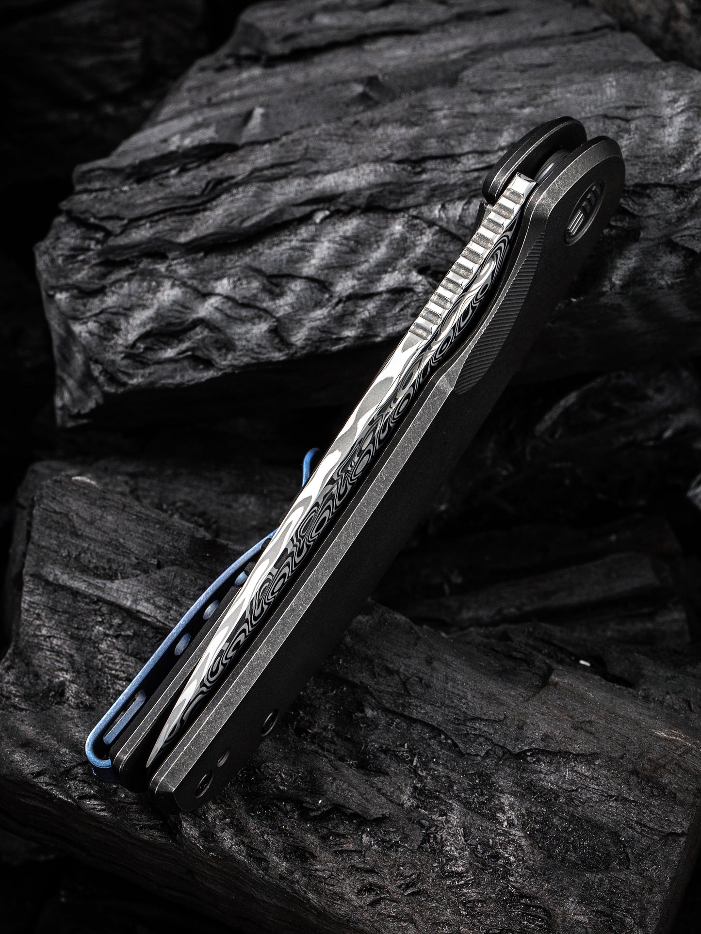 WE Knife Beacon 3.48" Damasteel Hakkapella Damascus Titanium Folding Knife WE20061B-DS1